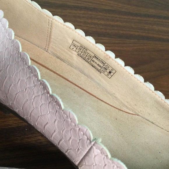 VIONIC Julieta Ballet Flat Shell Pink Snakeskin Comfort Scalloped - Picture 6 of 10
